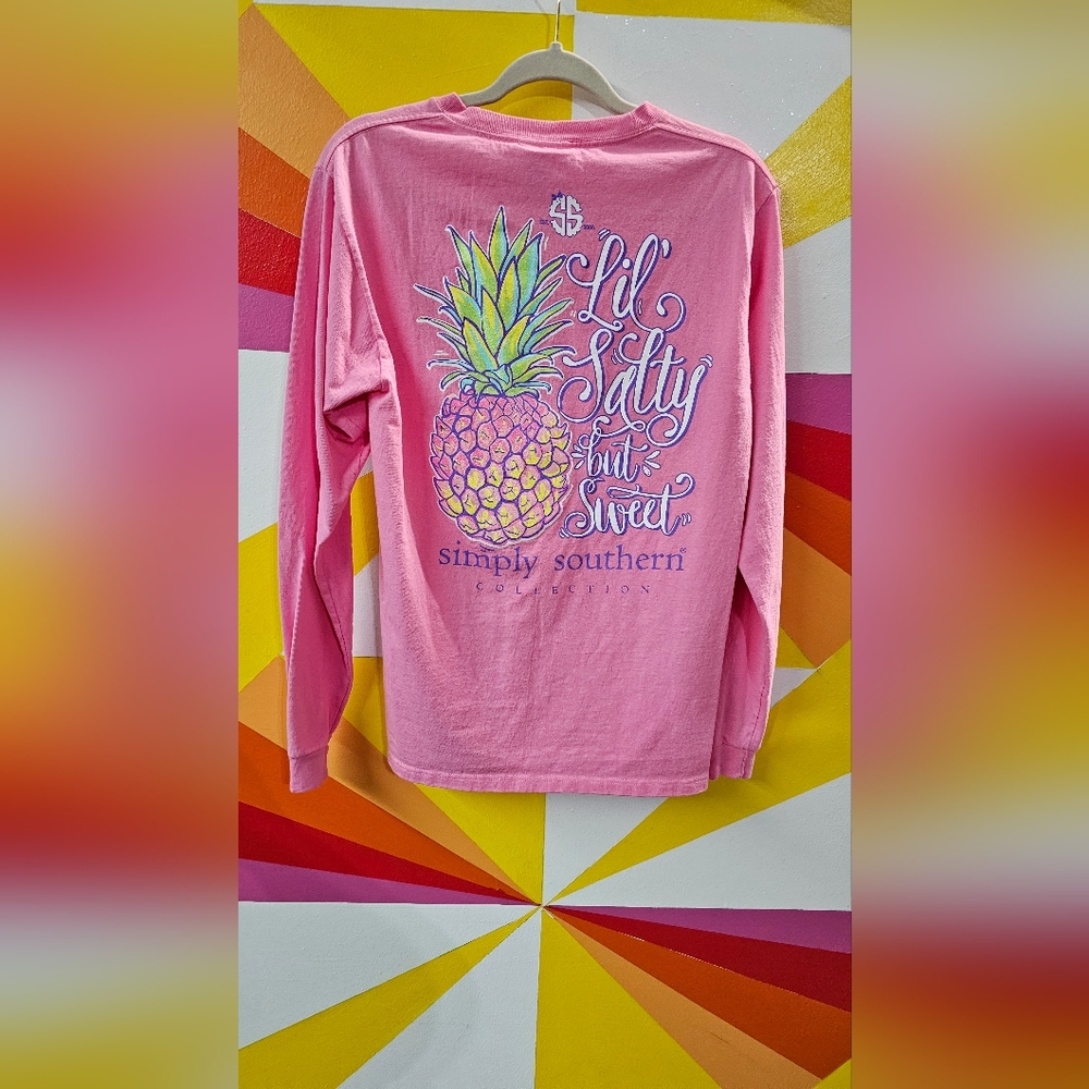 Simply Southern Lil Salty but Sweet Long Sleeve, Pink Tshirt sz small